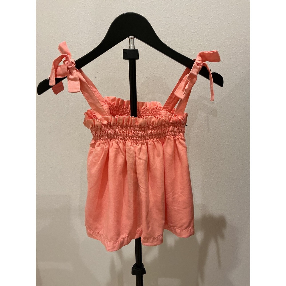 Bella Dahl Tie Shoulder Top Coral Quartz Smocked Tencel Cami B4555-654 XS NWT